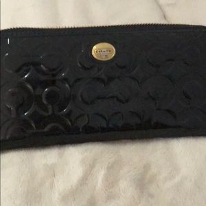 Black authentic Coach zip around wallet